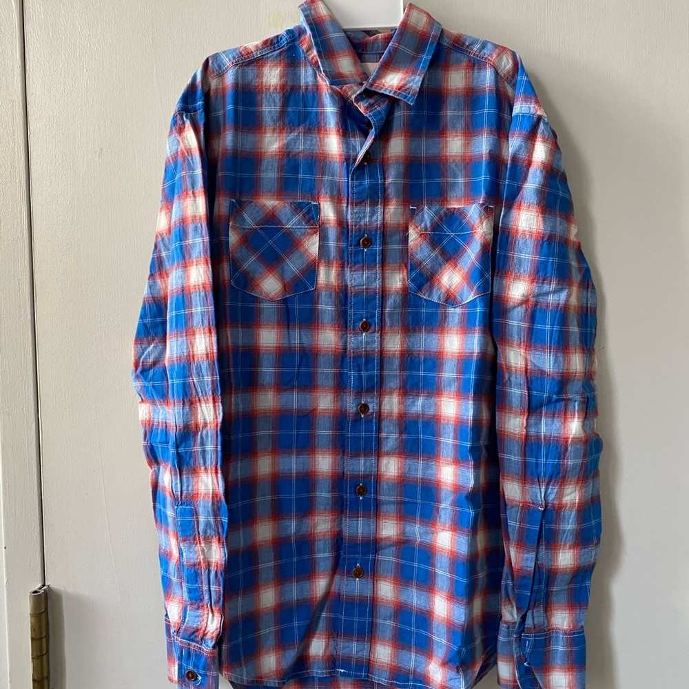 J. Crew Crewcuts plaid cotton and spandex button down shirt, size 14